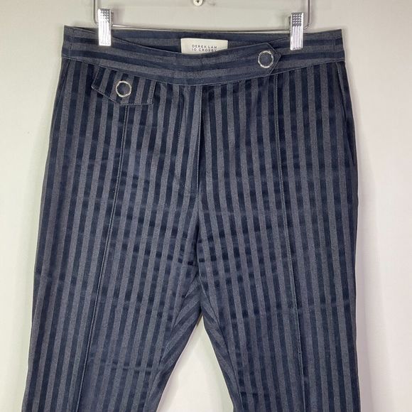 Derek Lam 10 Crosby  Striped Crop Flare Trousers Women Size 8 - Picture 3 of 12